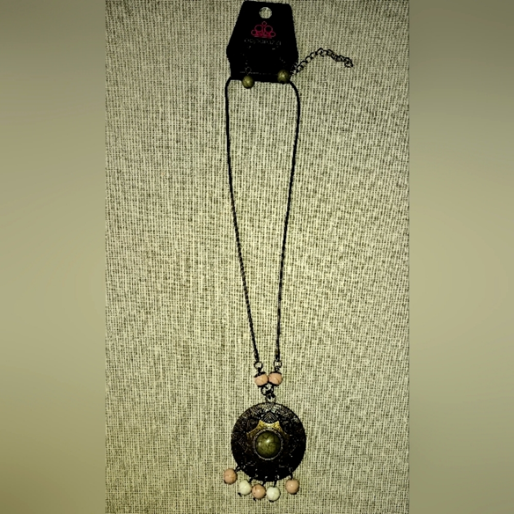 Paparazzi Bronze Primitive Sun Necklace and Earring Set